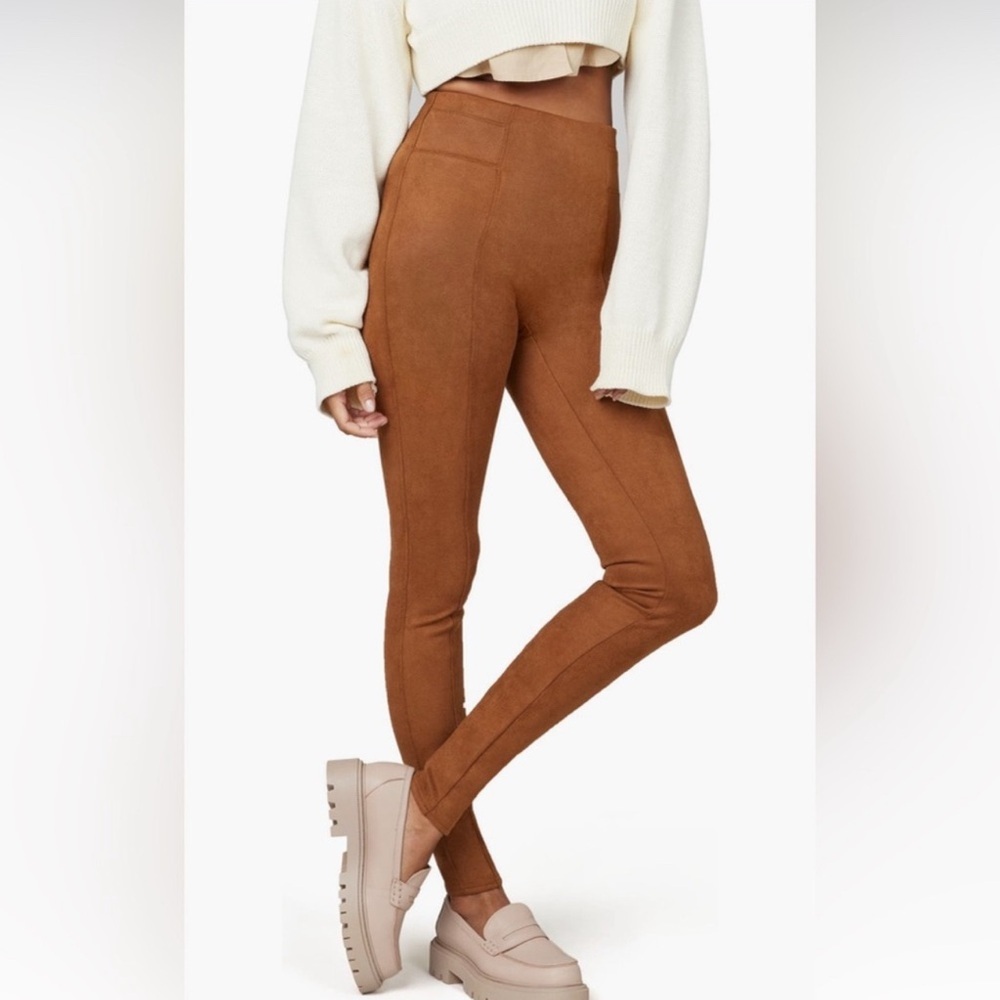 SPANX Faux Suede Leggings Rich Caramel size: L